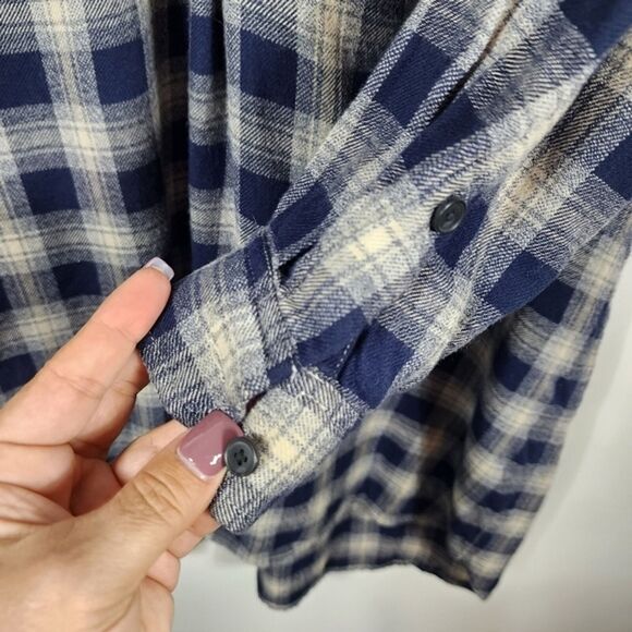 Madewell Navy Flannel Daywalk Shirtdress in Fairfax Plaid Size Medium - Picture 5 of 9